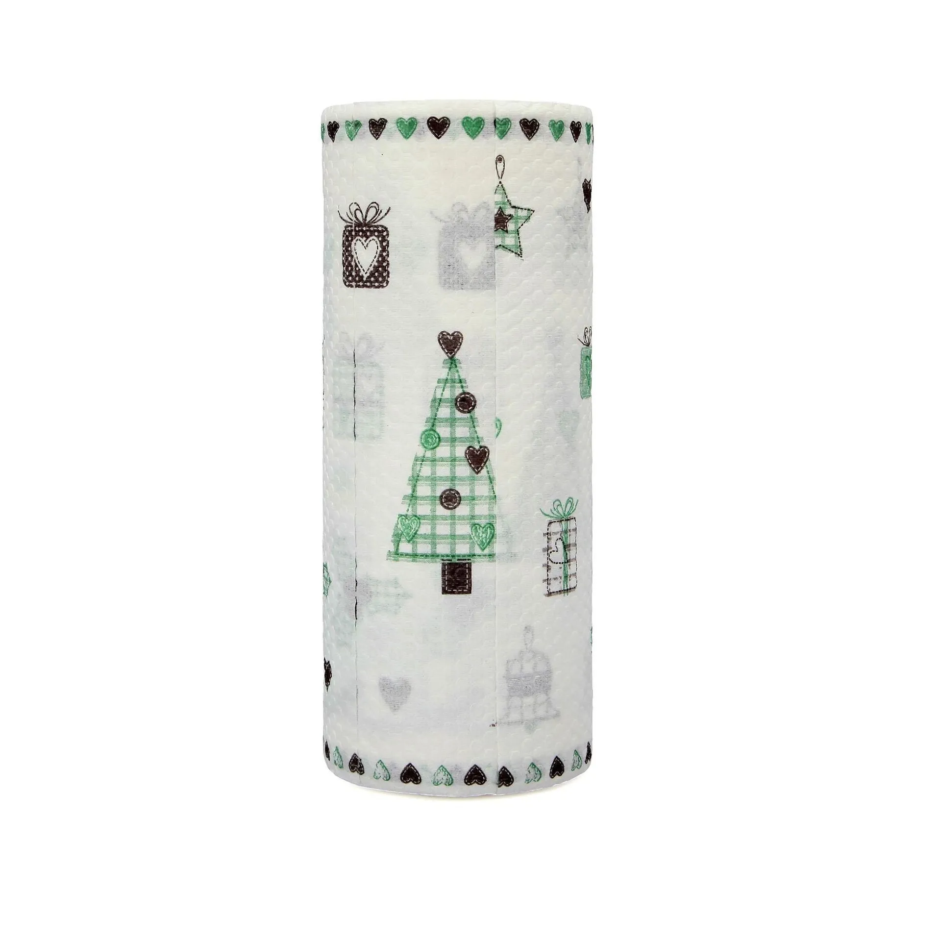 Roll of disposable non-woven rags in fawn colour, 50 sheets of 23x25 cm wood pulp and PP material