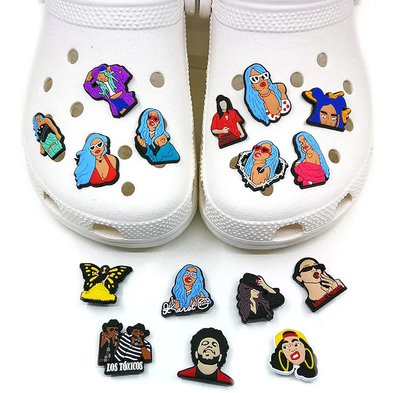 Removable cartoon shoe flower sticker in PVC with picture colour design for decorating sneakers