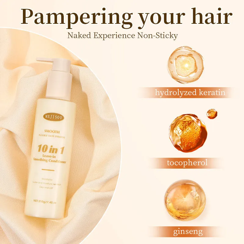 Wash-free soft 10-in-1 hair conditioner bottle 210g for ladies frizzy hair treatment