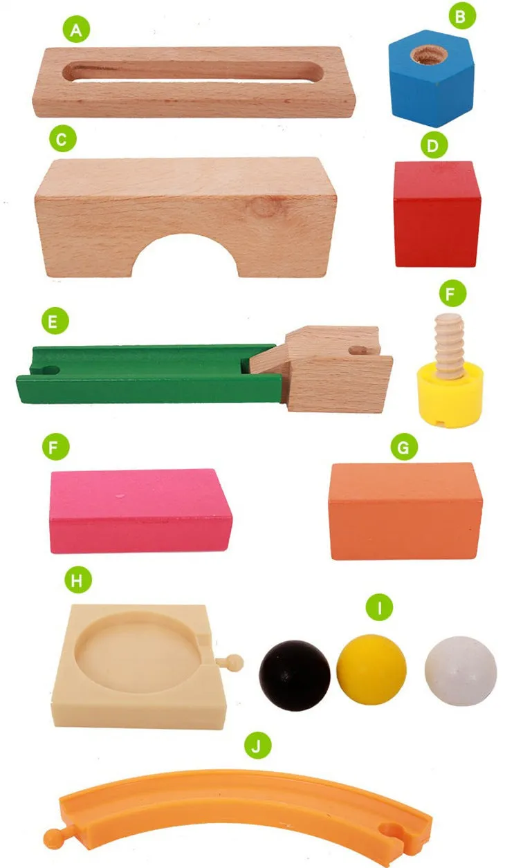 Wooden multifunctional track building blocks educational toy set for children aged 4-6 years