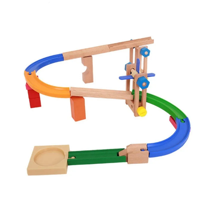 Wooden multifunctional track building blocks educational toy set for children aged 4-6 years