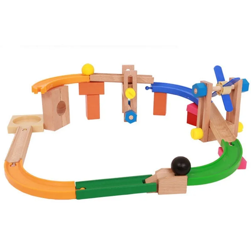 Wooden multifunctional track building blocks educational toy set for children aged 4-6 years
