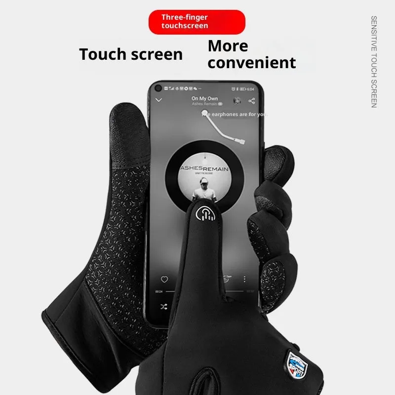 USB heated cycling gloves in black with reflective elements and non-slip palms for winter outdoor sports