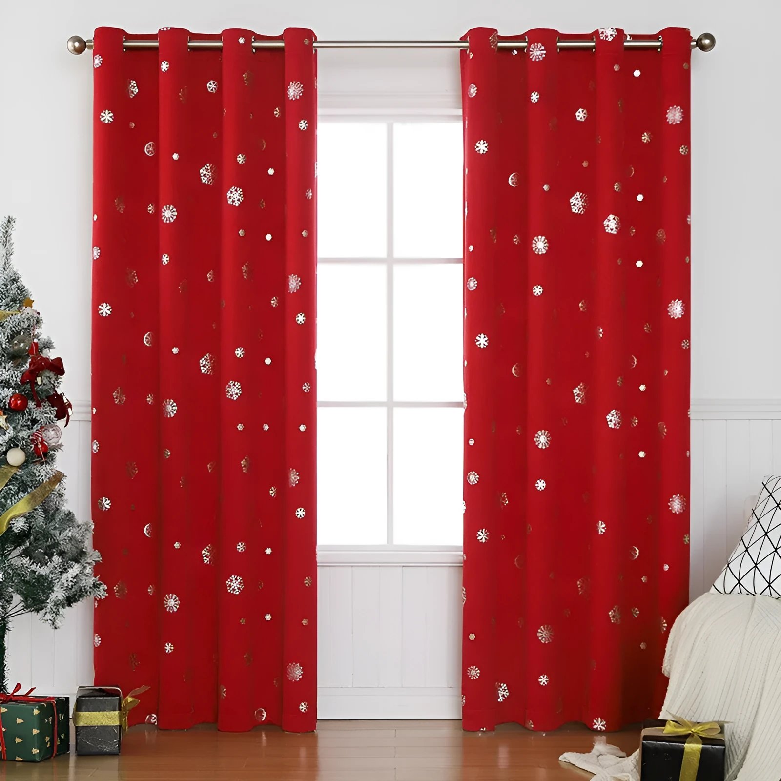 Snowflake pattern shade cloth curtain in polyester fabric with high-shading properties