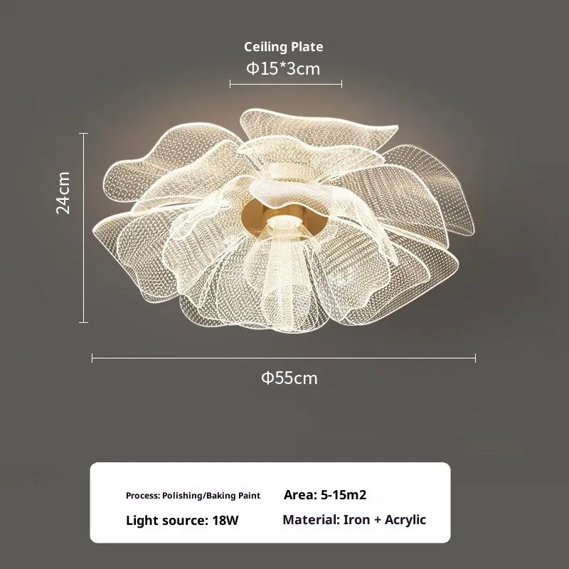 55cm flower acrylic ceiling light with white lampshade and iron frame for bedroom