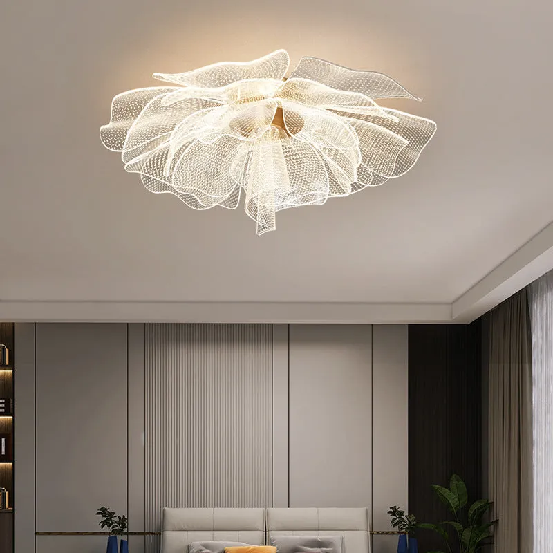 55cm flower acrylic ceiling light with white lampshade and iron frame for bedroom