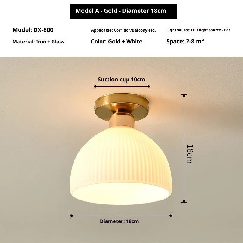 Nordic wrought iron glass ceiling lamp 8W E27 for balcony aisle simple style black finish