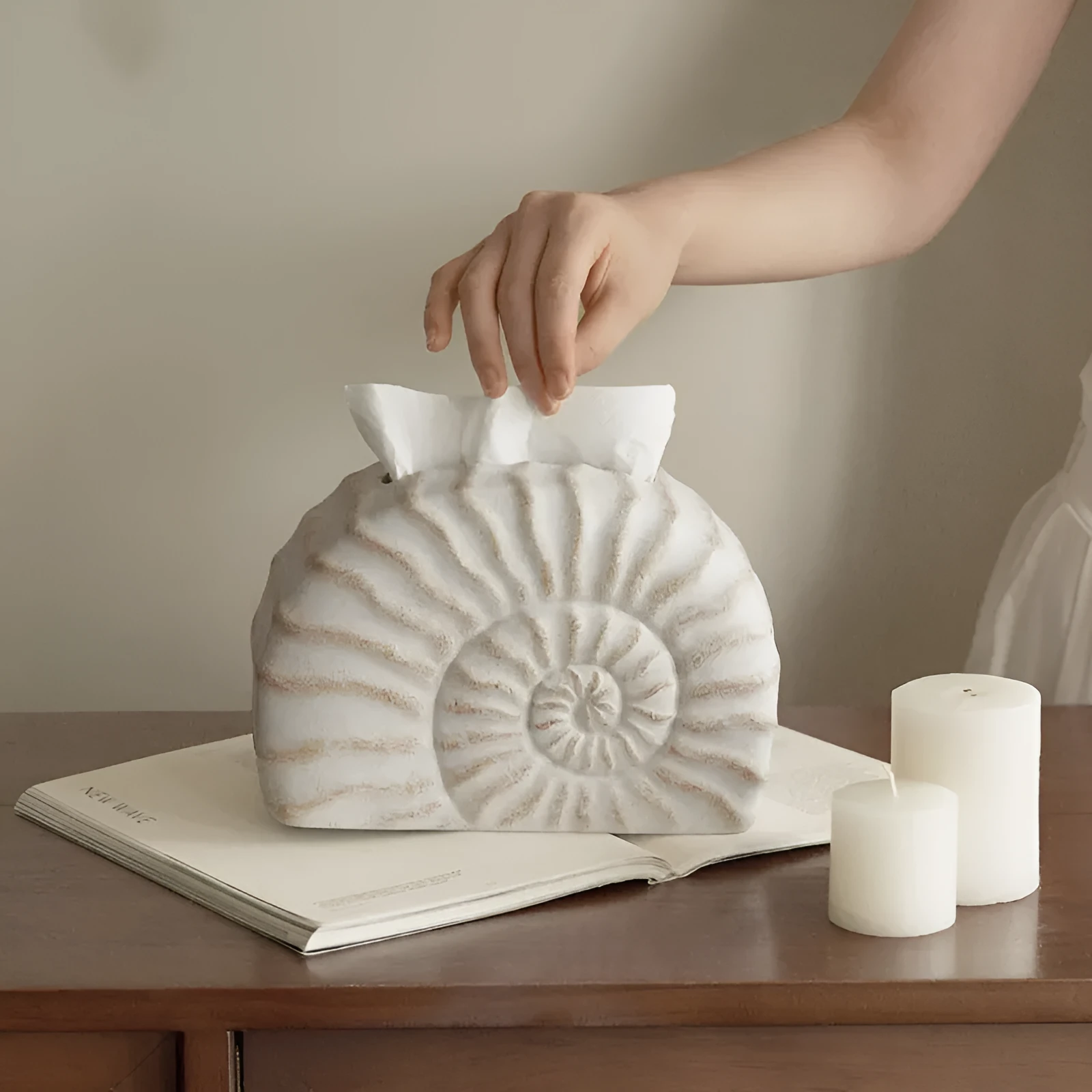Resin conch tissue box decoration in modern simplicity style for home organising
