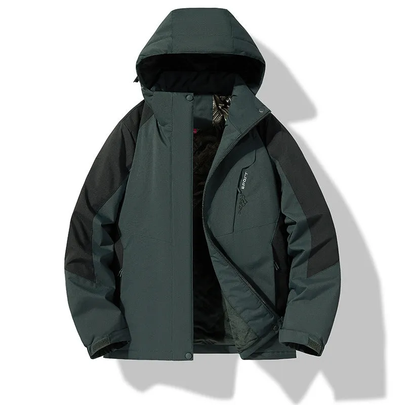 Thick warm cotton-padded jacket for women, windproof waterproof, puzzle pattern, army green colour
