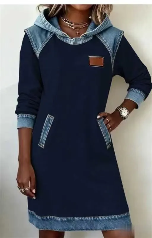Ladies colour block hoodie skirt with contrast stitching and raglan sleeves in peacock green
