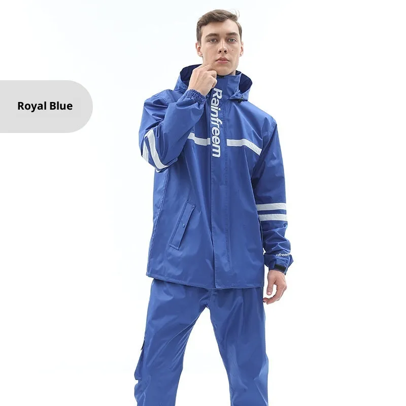 Double-layer riding raincoat and pants set in cherry blossom pink for adults