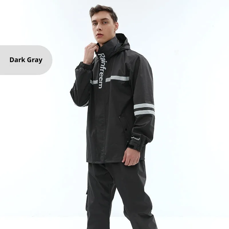 Double-layer riding raincoat and pants set in cherry blossom pink for adults
