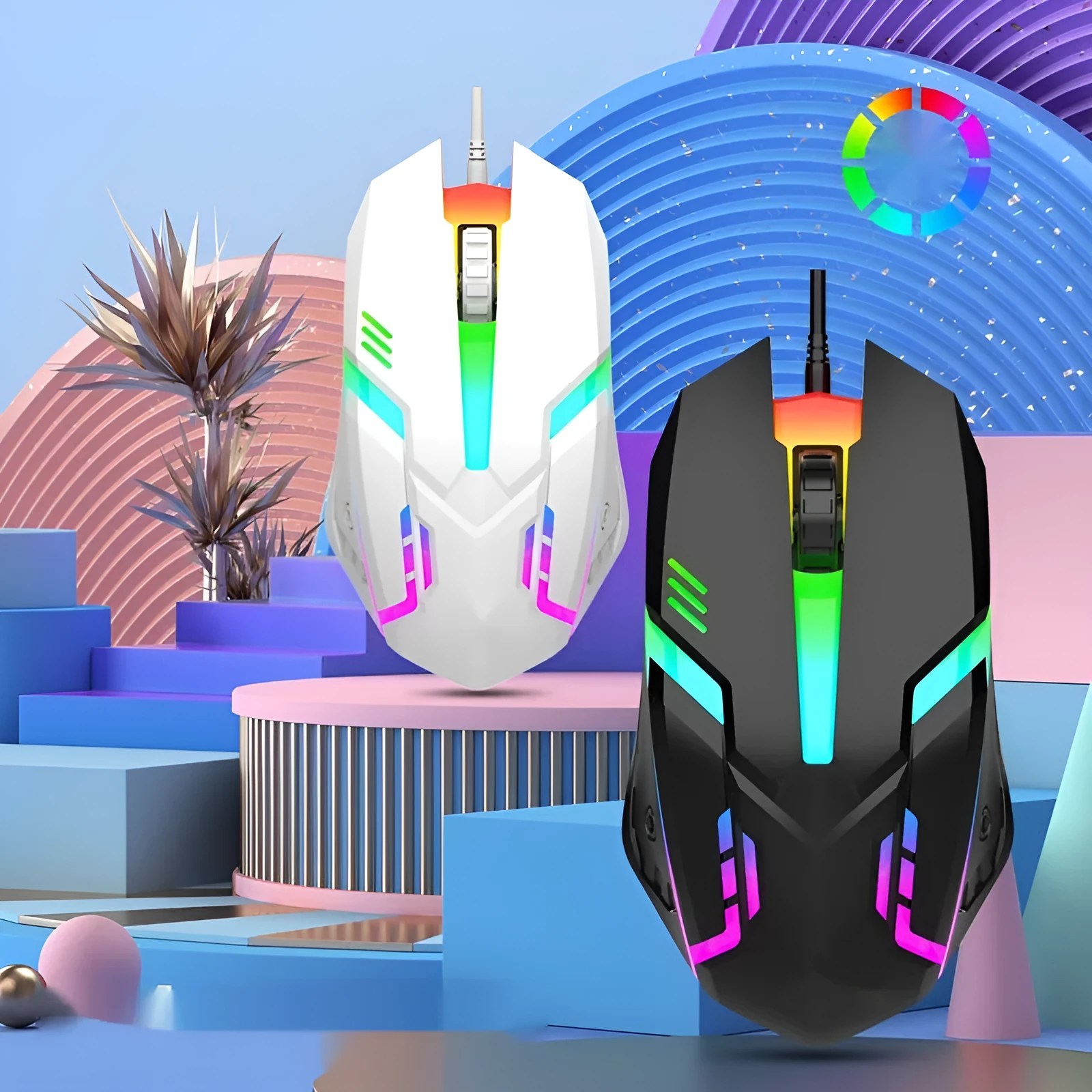 E-sports weighted wired USB mouse with photoelectric sensor, large design, black and white options