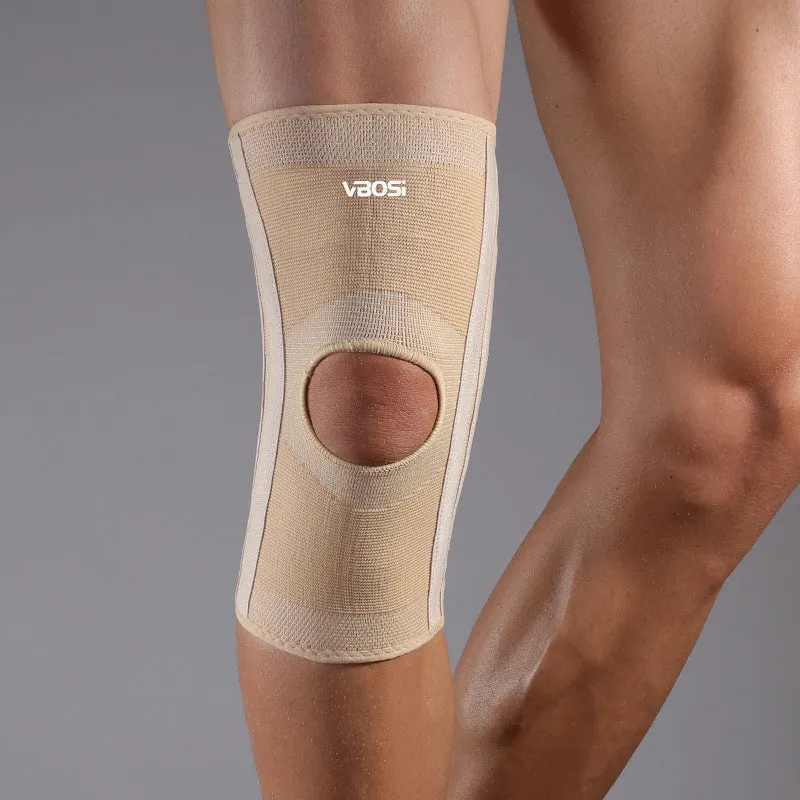 Nylon thick knee pad in skin colour on white background with M L XL size labels