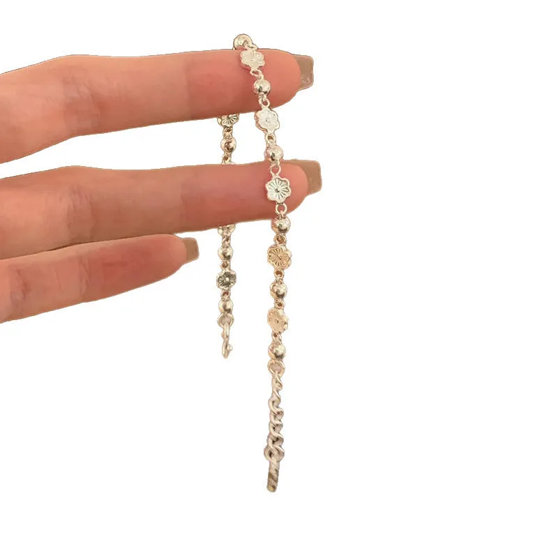 Peach blossom butterfly alloy bracelet with peach heart chain and geometric rose design