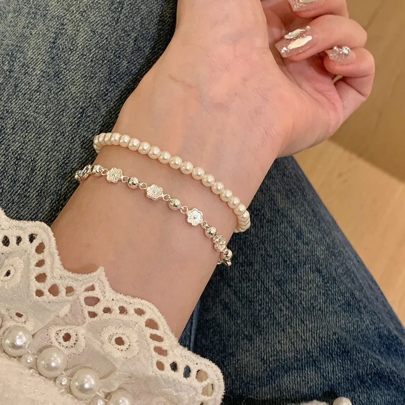 Peach blossom butterfly alloy bracelet with peach heart chain and geometric rose design