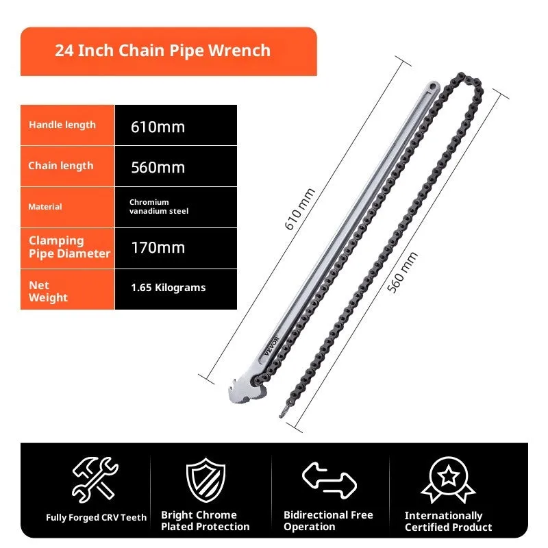 Aluminium heavy straight pipe wrench 18 inch with 95mm jaw opening on grey background