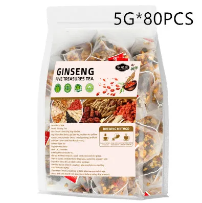 Ginseng Wubao Tea transparent bag showing 5g x 20 packs of herbal granules