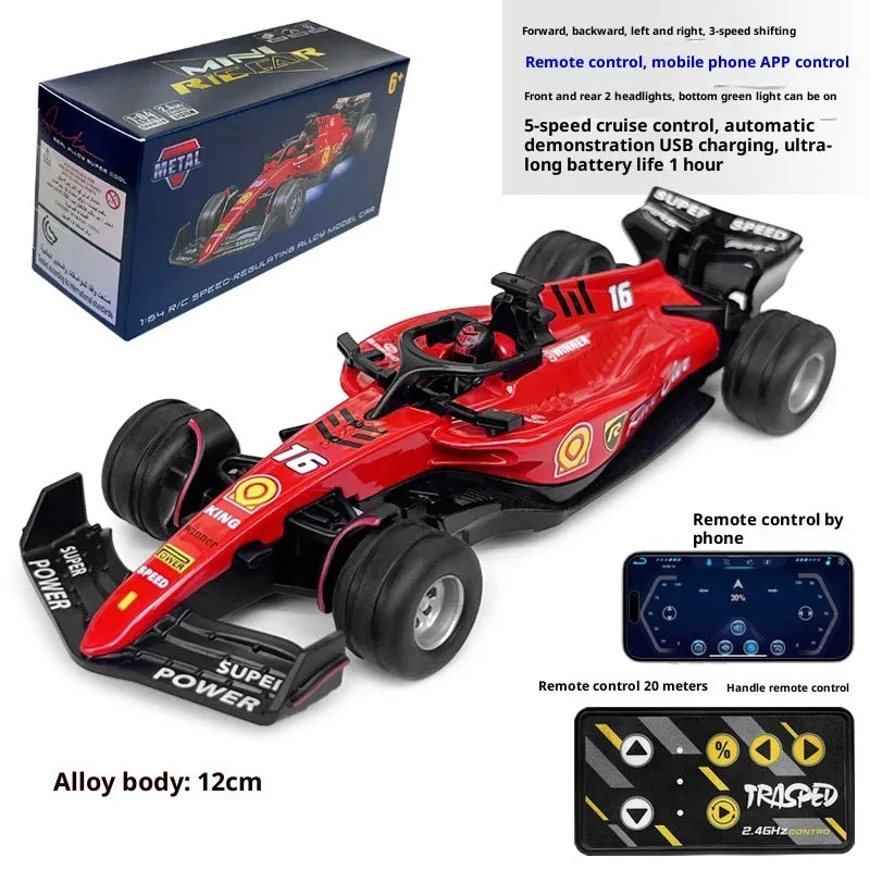 Alloy mini remote controlled F1 racing car with 2.4G control, red colour, on a desk