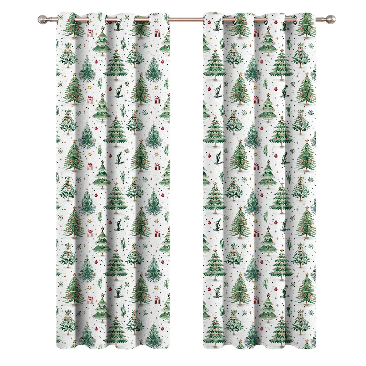 Christmas forest punching pattern polyester shading curtain showing decorative holes and modern design