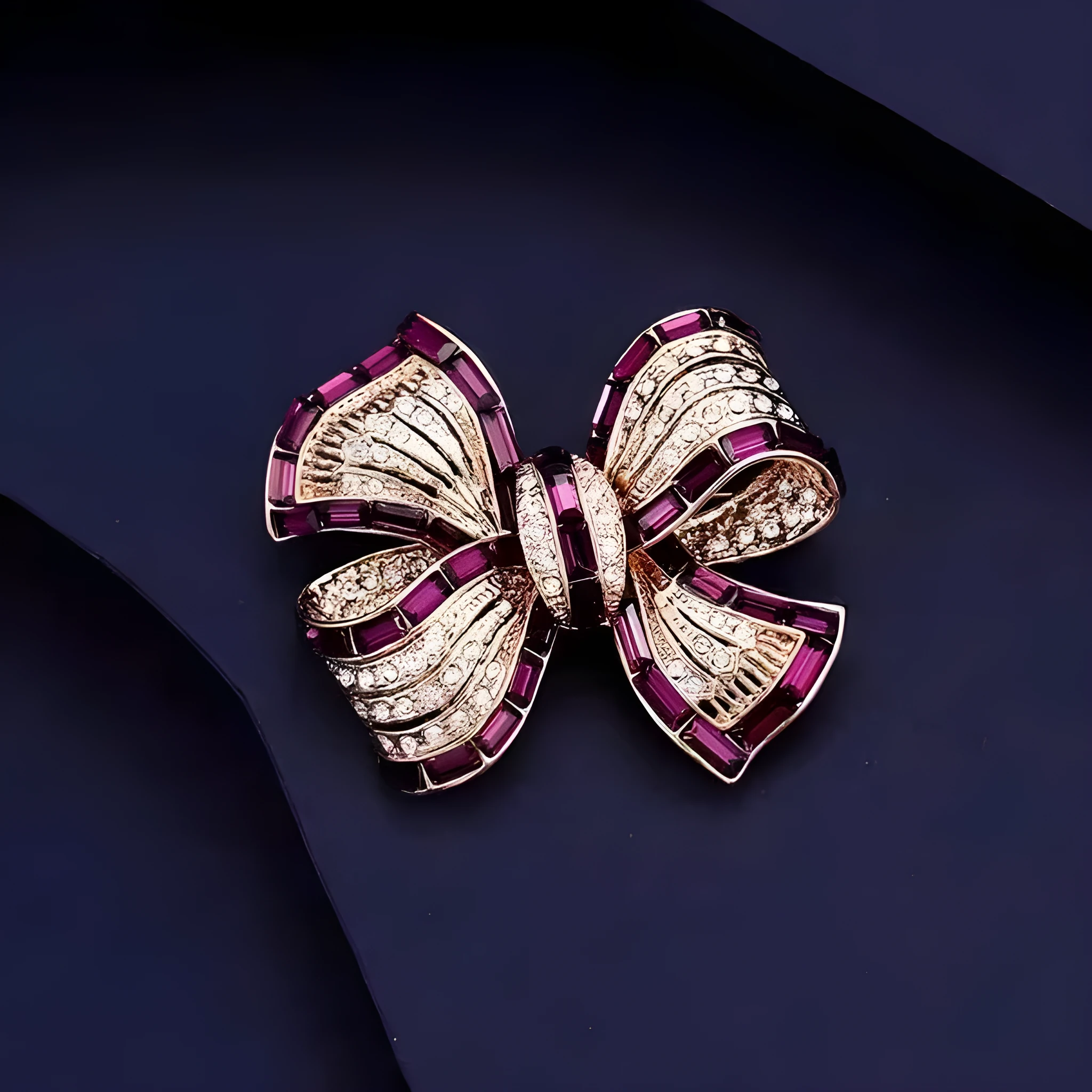 New purplish red bow alloy brooch for women with bow shape and alloy finish