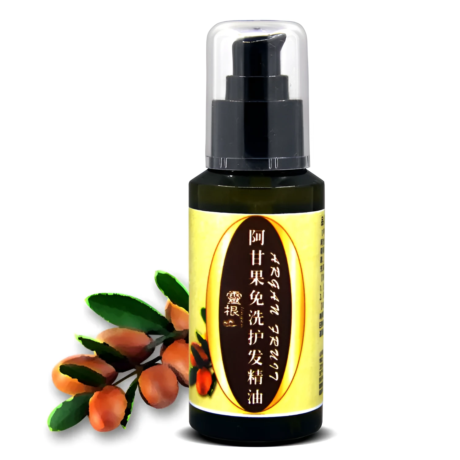 Leave-in hair oil product photo; smooth shiny frizz-resistant treatment for damaged dyed permed hair