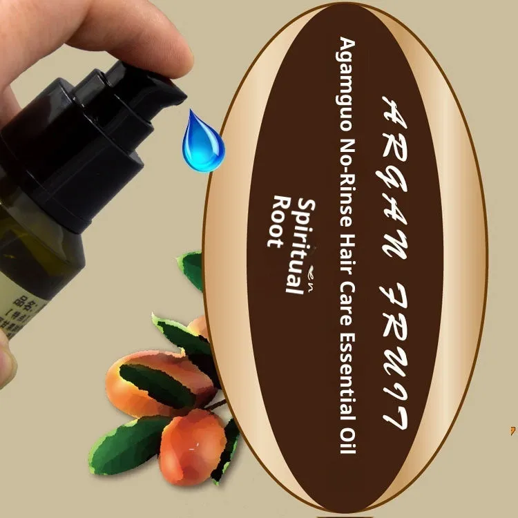 Leave-in hair oil product photo; smooth shiny frizz-resistant treatment for damaged dyed permed hair