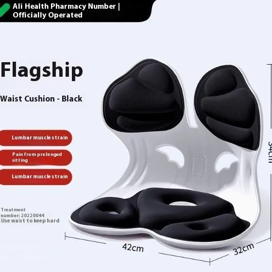 Grey lumbar support cushion for chair seating
