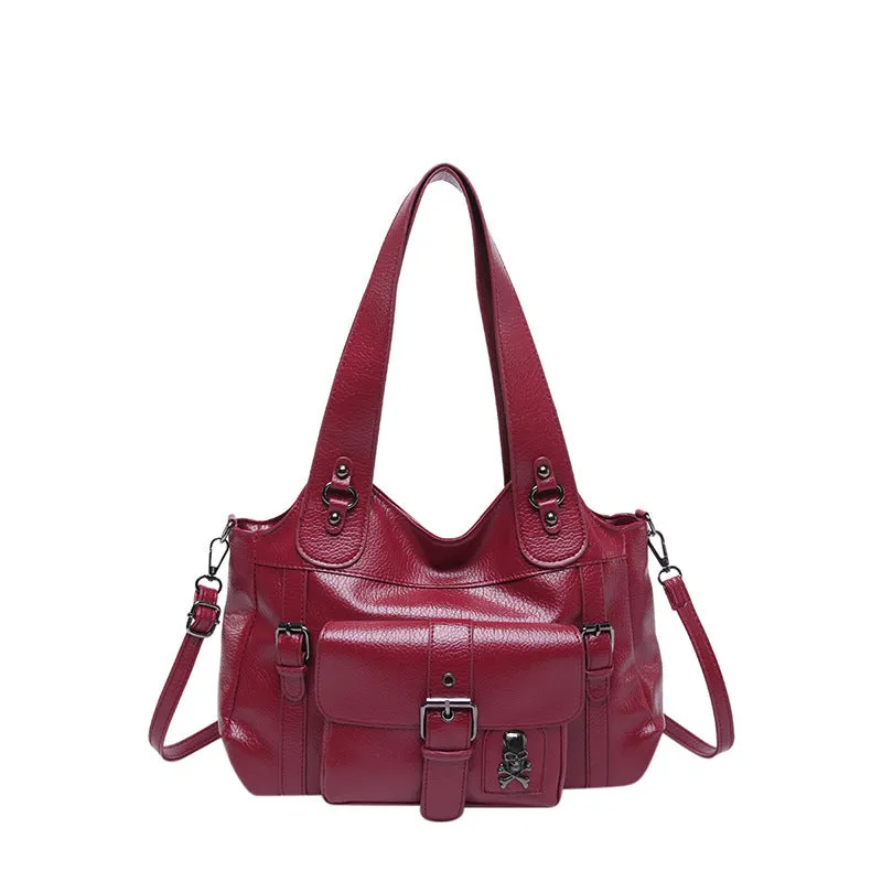 Sentong Qin large capacity horizontal square shoulder bag in PU, black colour option