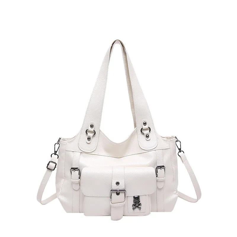 Sentong Qin large capacity horizontal square shoulder bag in PU, black colour option