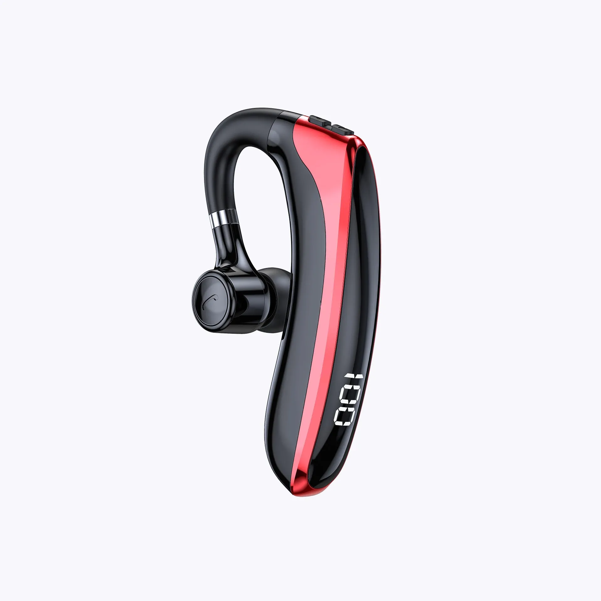 Digital display ear-mounted single-ear bone conduction sports Bluetooth headset, high-gloss black with fluorescent green accents