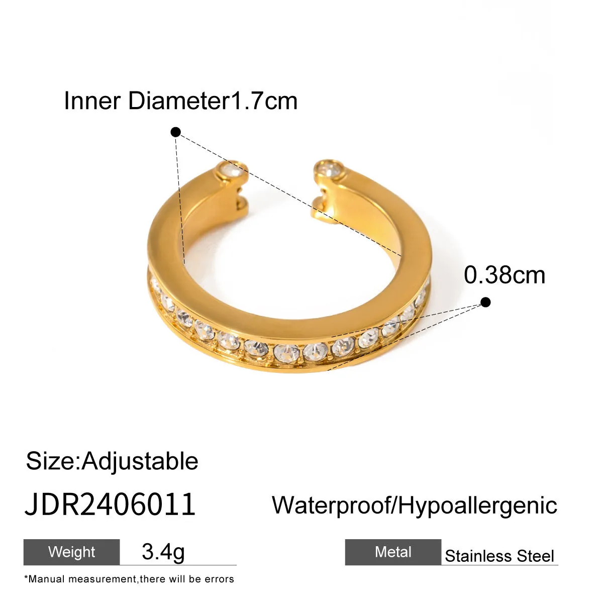 Stainless steel geometric line pattern ring for women with electroplated non-fading finish in European style