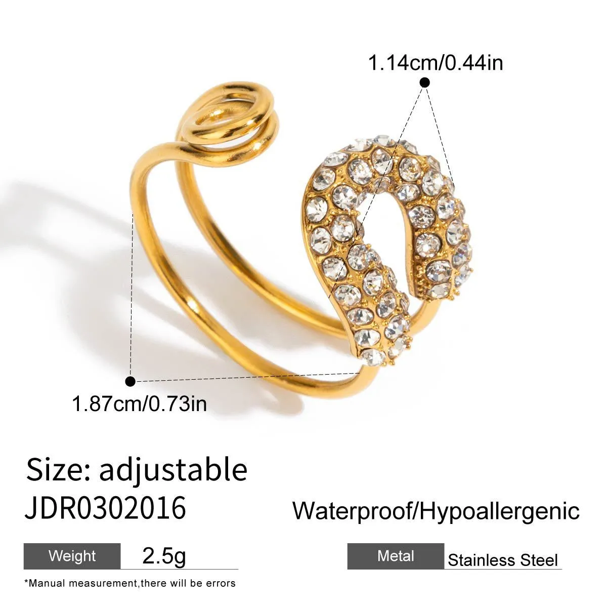 Stainless steel geometric line pattern ring for women with electroplated non-fading finish in European style