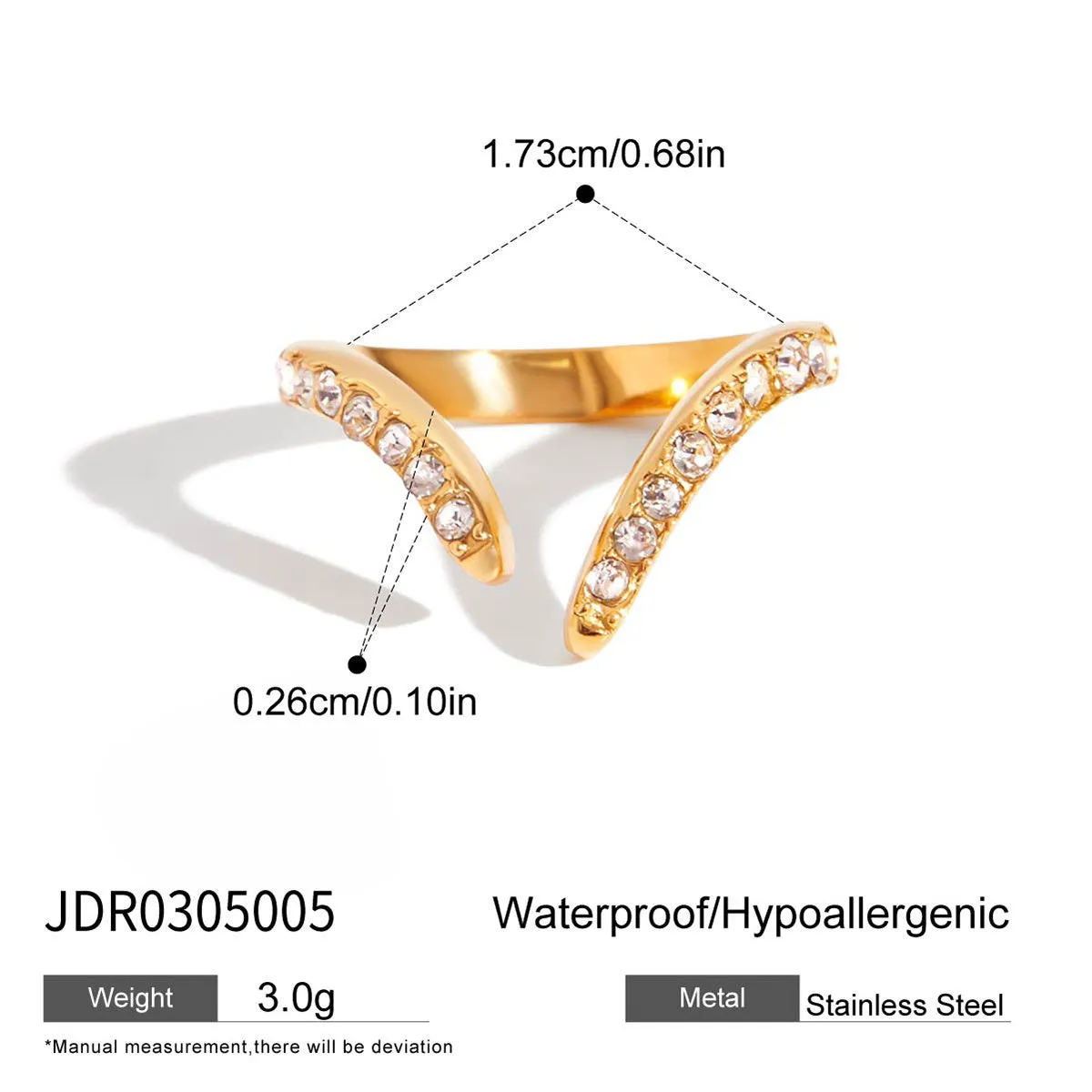 Stainless steel geometric line pattern ring for women with electroplated non-fading finish in European style