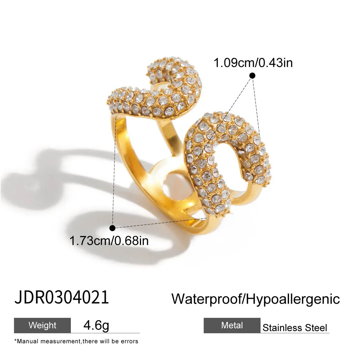Stainless steel geometric line pattern ring for women with electroplated non-fading finish in European style