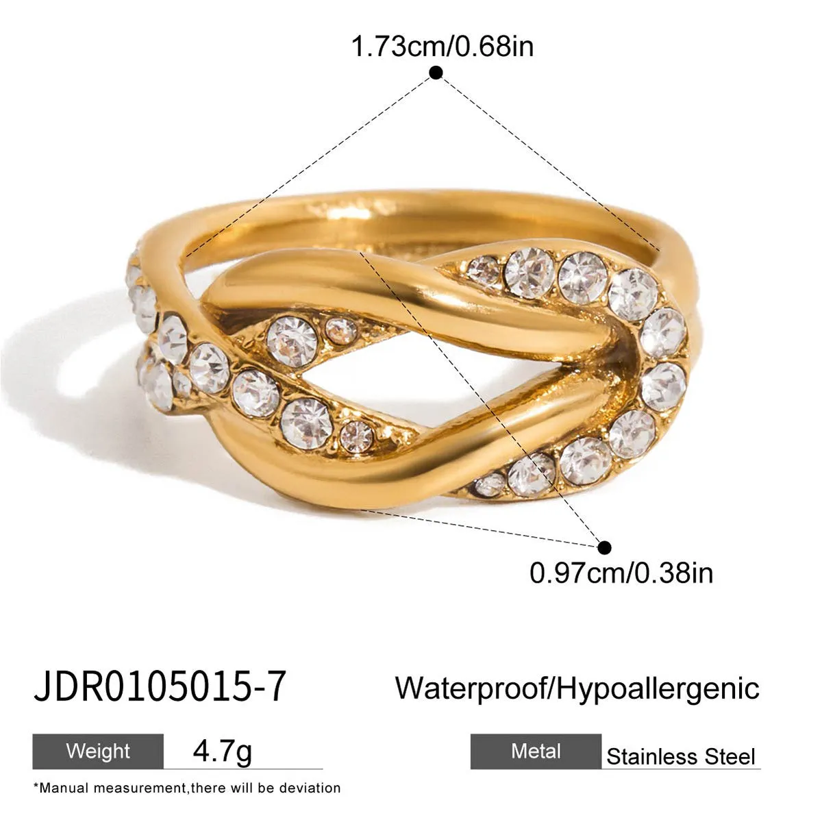 Stainless steel geometric line pattern ring for women with electroplated non-fading finish in European style