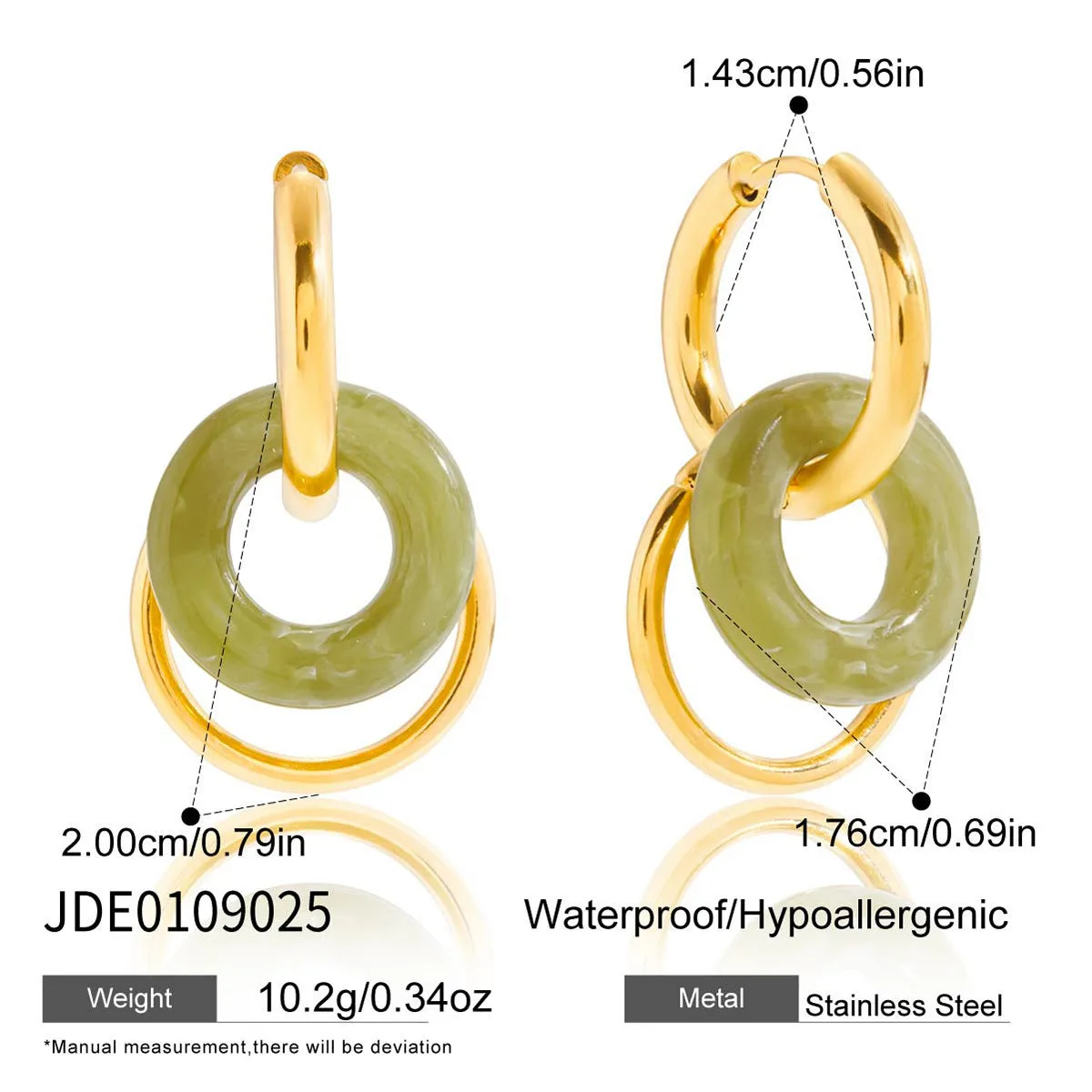 Antique style resin earrings geometric quadrilateral electroplated finish women eight colour options