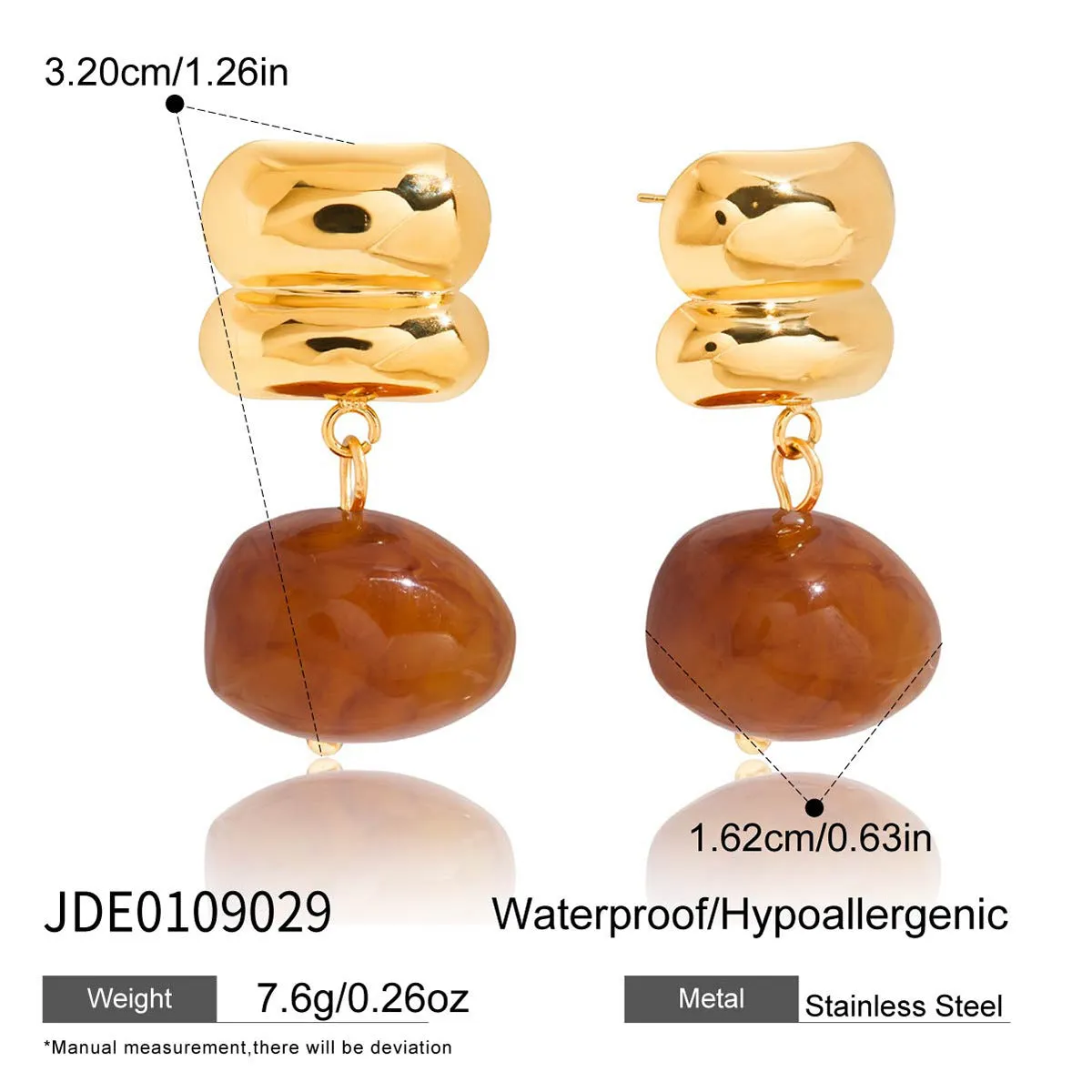 Antique style resin earrings geometric quadrilateral electroplated finish women eight colour options