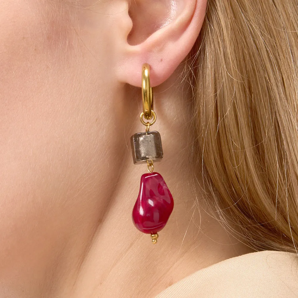 Antique style resin earrings geometric quadrilateral electroplated finish women eight colour options