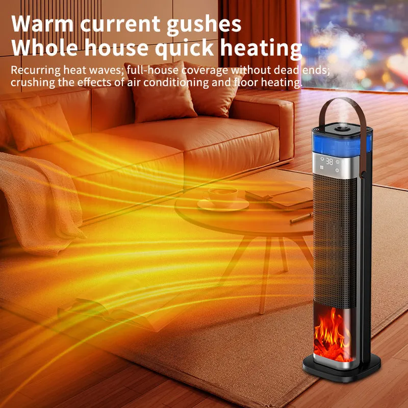 Intelligent vertical heater with humidification function and remote control in compact design