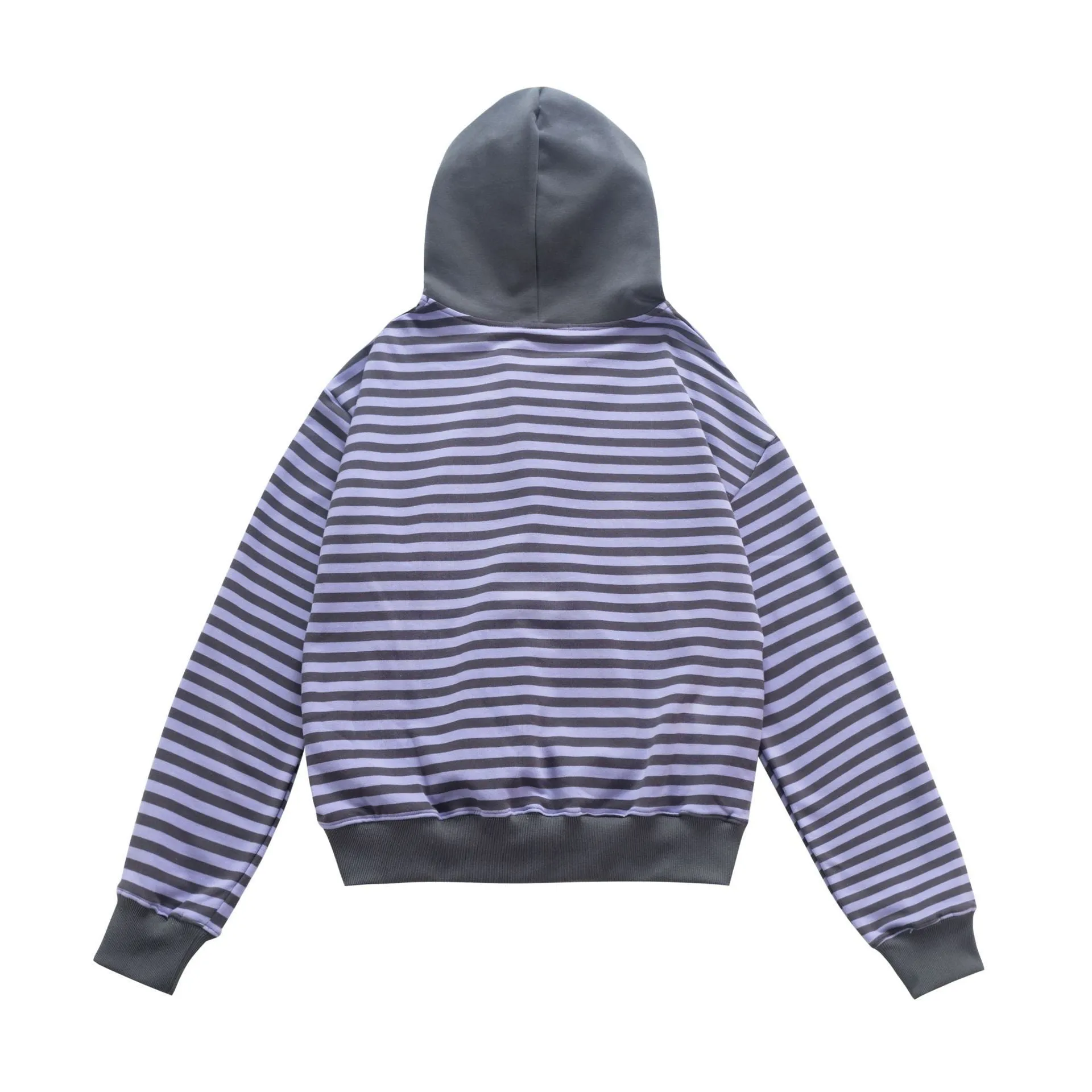 Autumn women's cotton cardigan coat with oblique zipper, short length 40cm, available in gray and purple colours