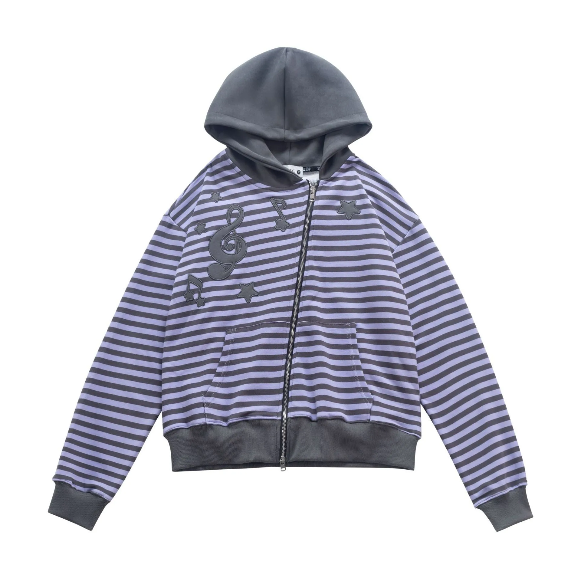 Autumn women's cotton cardigan coat with oblique zipper, short length 40cm, available in gray and purple colours