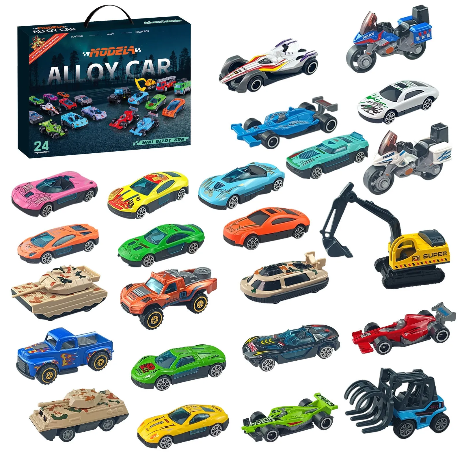 Christmas advent calendar blind box with 24 alloy toy car models in SZ303 colour