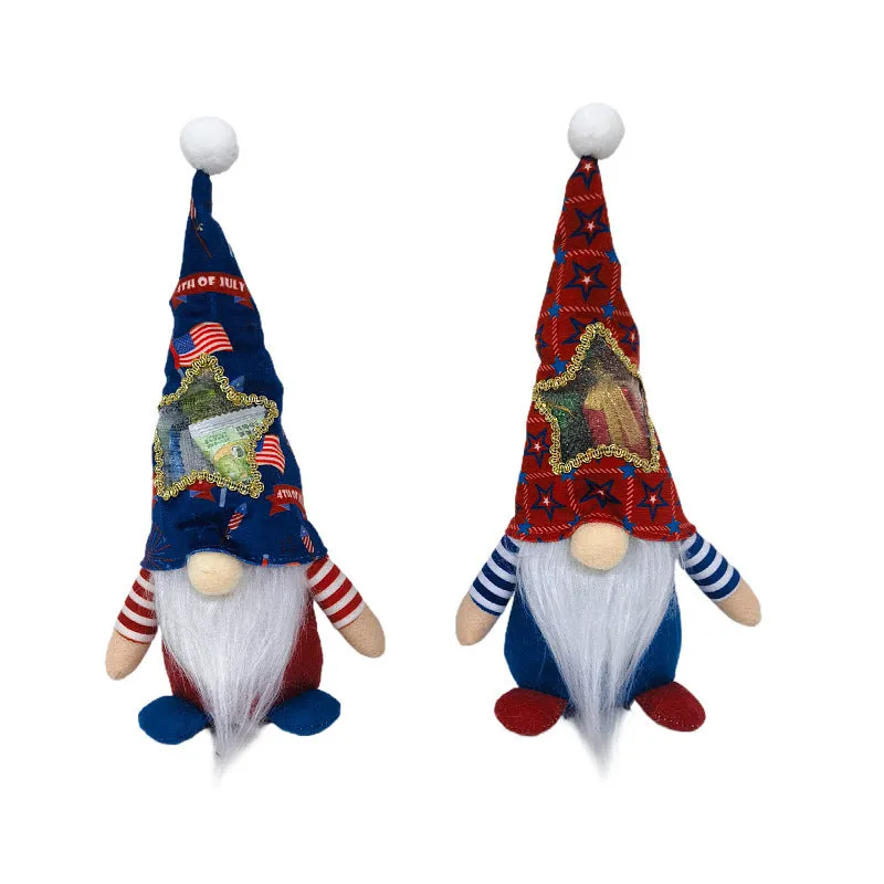 Two red and brown cloth Rudolf reindeer doll ornaments on a white background.