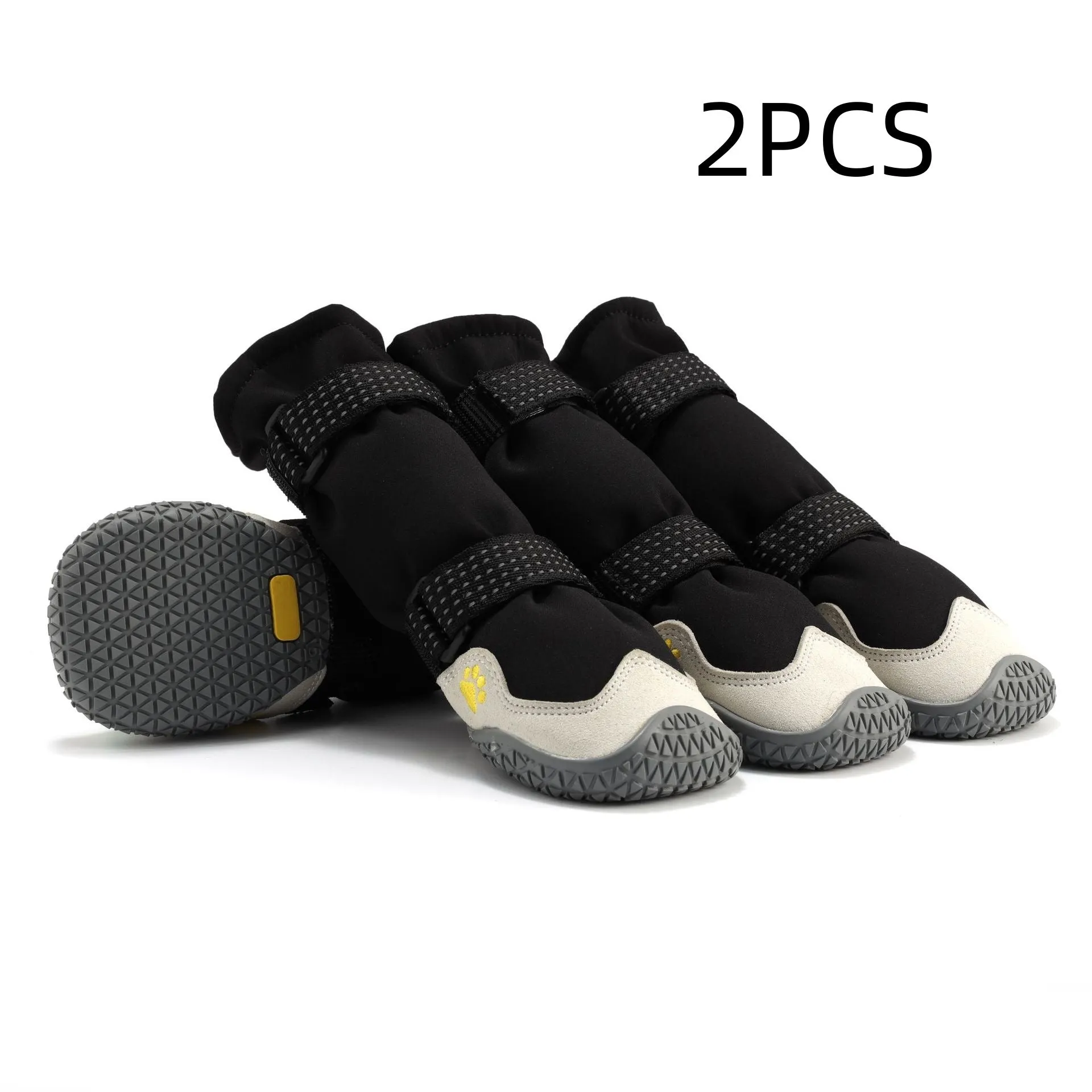 Soft-soled no heel slippage dog shoes in black cloth grey with rubber outsole for medium large dogs