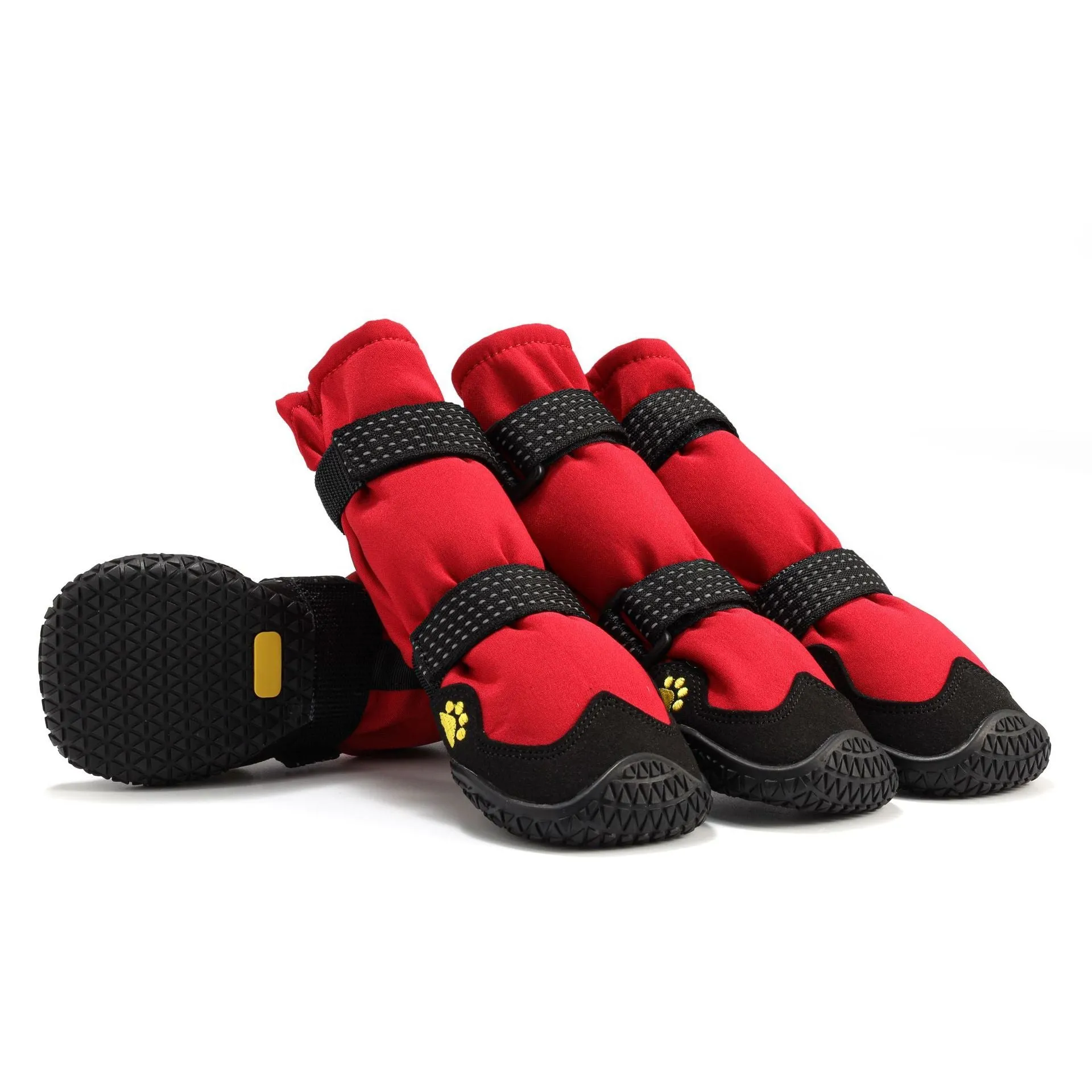 Soft-soled no heel slippage dog shoes in black cloth grey with rubber outsole for medium large dogs