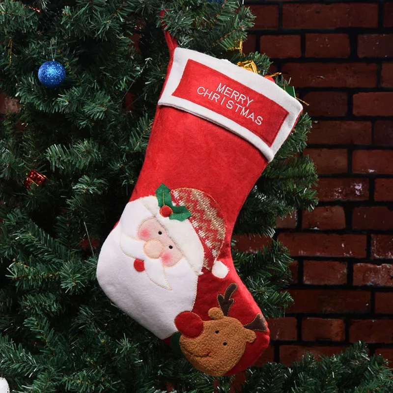 Christmas stocking pendant decoration in non-woven fabric with elk, old man, and snowman design options