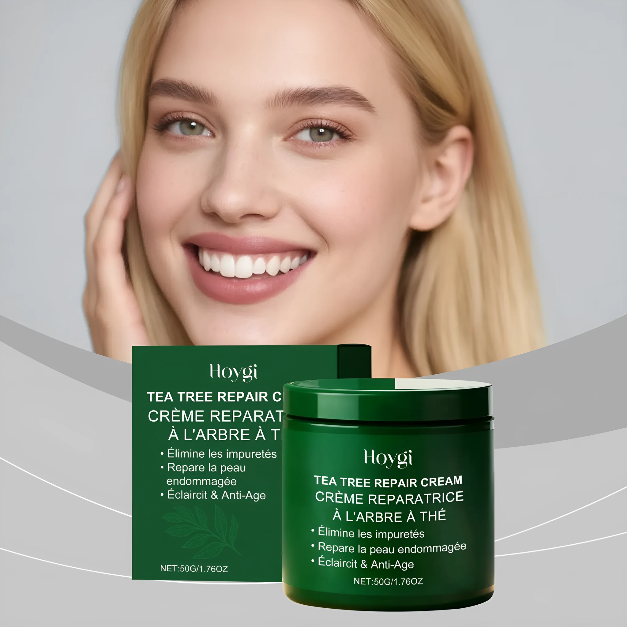 Gentle Nourishing Tea Tree Moisturising Cream in a white 50g jar with green lid