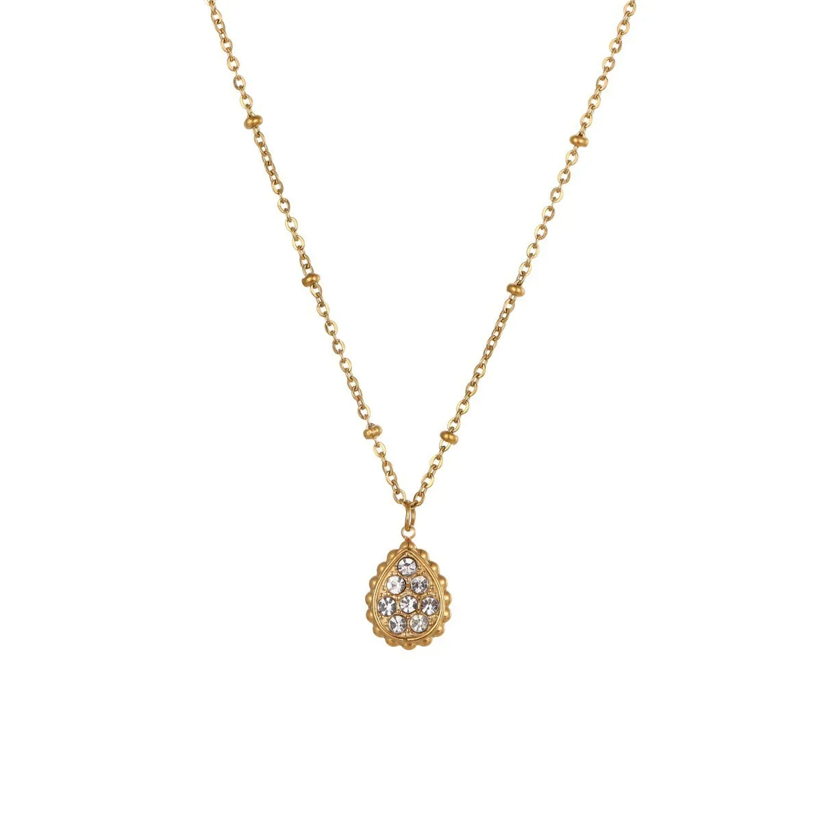 Women's stainless steel pendant necklace electroplated finish geometric five star moon water drop shape chain
