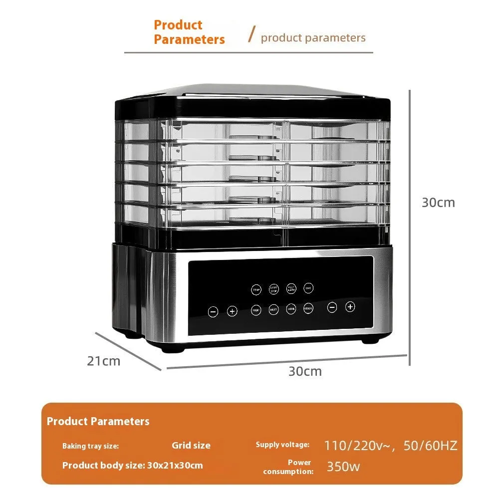 Silver stainless steel household food dehydrator with 14 litre capacity.
